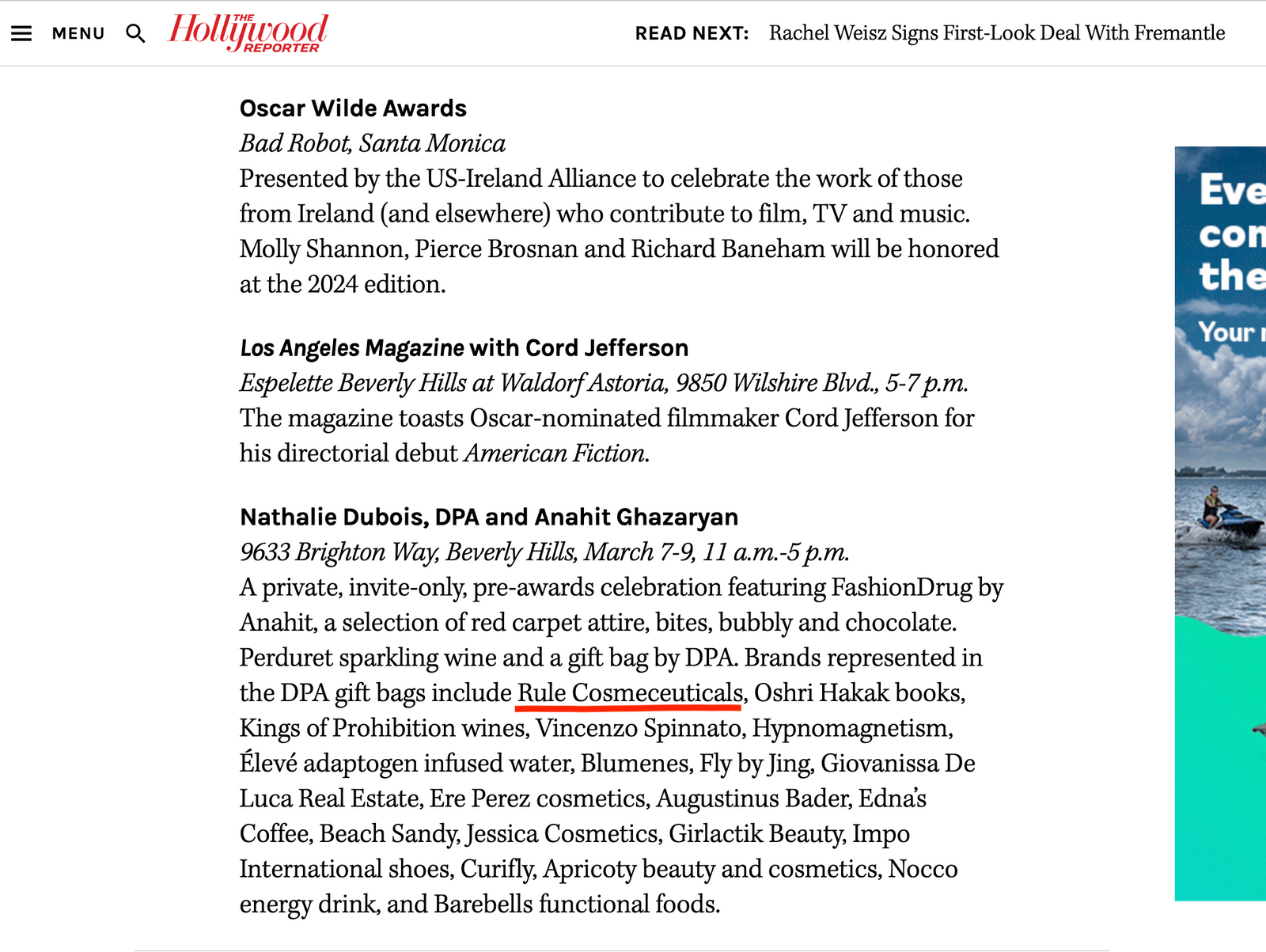Hollywood Reporter Mention March 2024 - Oscars